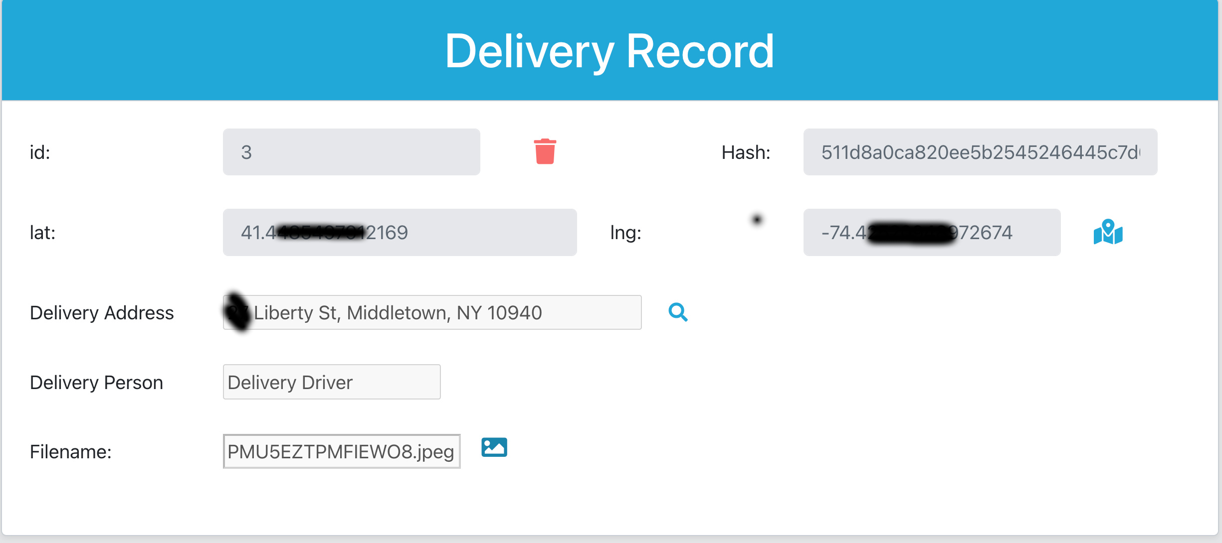 Delivery Record with Photo Proof